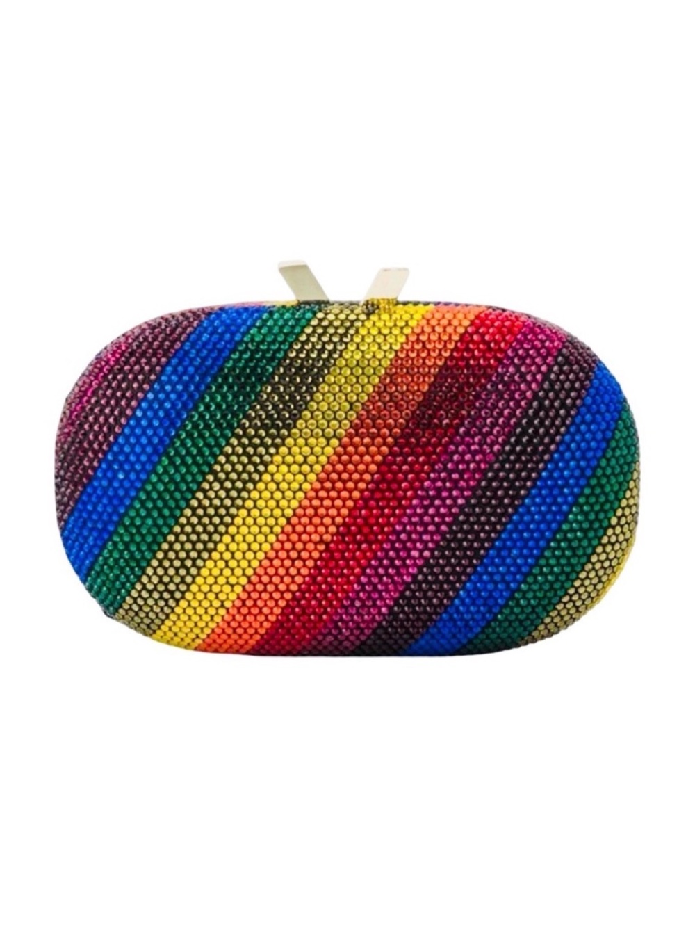 Olga Berg Pot of Gold Rainbow Crystal Bag - 4.75”H x 7.5”W x 2.75”D